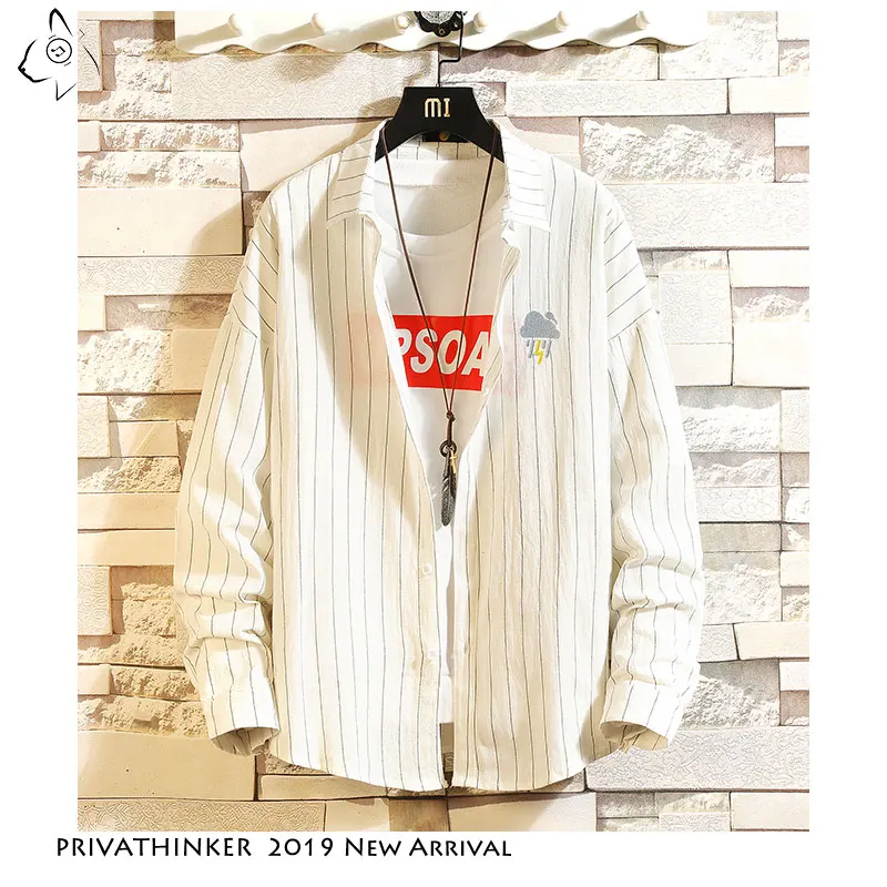 Мужская Уличная рубашка Privathinker Повседневная с вертикальными полосками и длинным