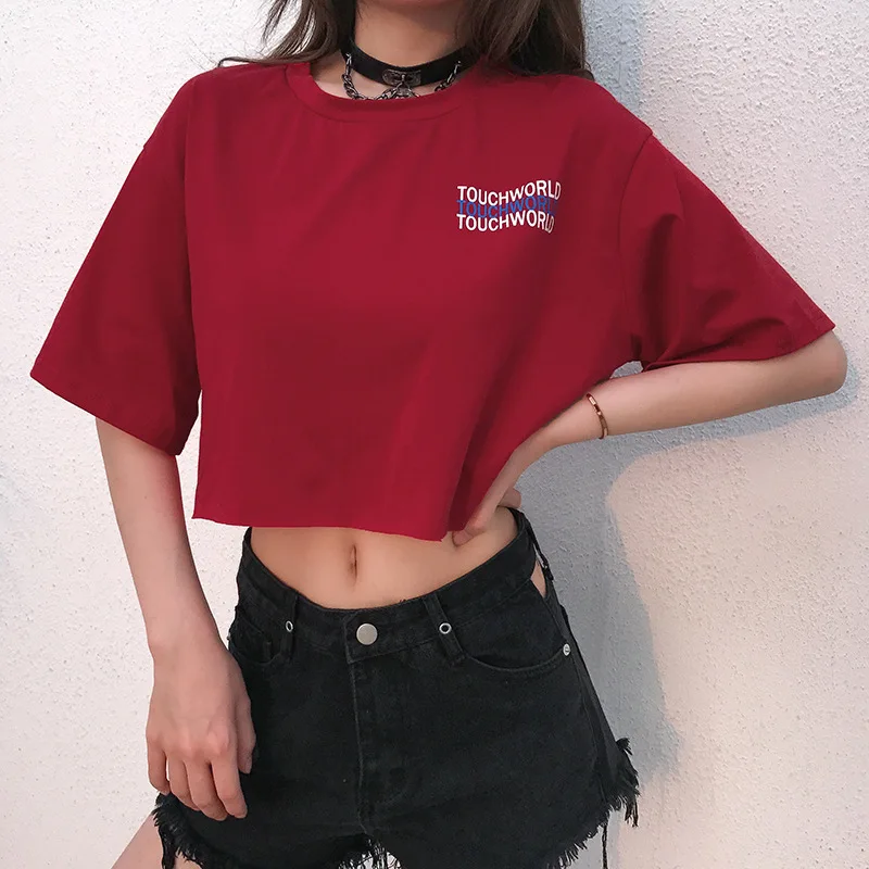 Женская Повседневная Свободная футболка в Корейском стиле короткий рукав