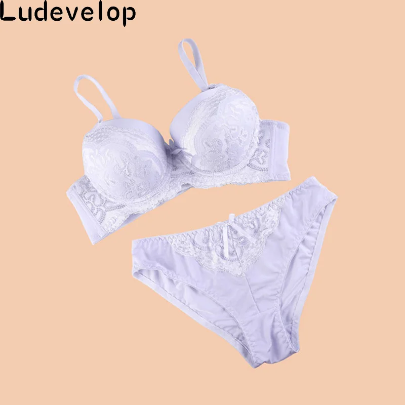 New Good Quality Big Size BC Cup Women Bra Set Push Up Lace Brief Sets Sexy Brassiere Embroidered Underwear 6 Colors | Женская одежда