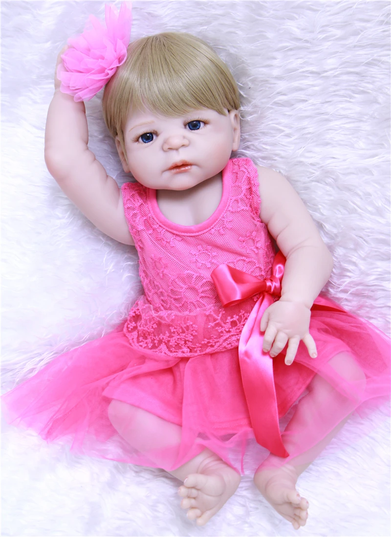 

Реалистичная кукла реборн 55 см, полностью силиконовые куклы-младенцы, подарок для девочек ручной работы, игрушки для детей, розово-красное п...