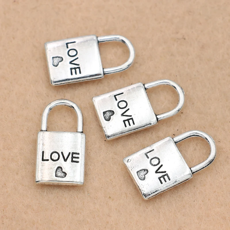 5pcs Antique Silver Plated Love Lock Charm Pendant fit Bracelet Necklace Jewelry DIY Making Accessories 11x20mm | Украшения и