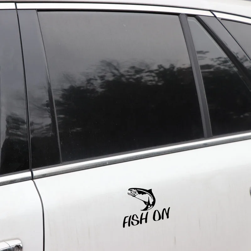 YJZT 16.4CM*12.2CM Fish On Salmon Steelhead Car Sticker Window Vinyl Decal Black/Silver C24-0647 | Автомобили и мотоциклы