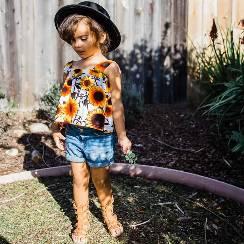 2019 Mommy and Baby Daughter Shirts Top Tee Vintage Sunflower Printing Off One-shoulder Shirt Family Matching Clothes Clothing | Мать и