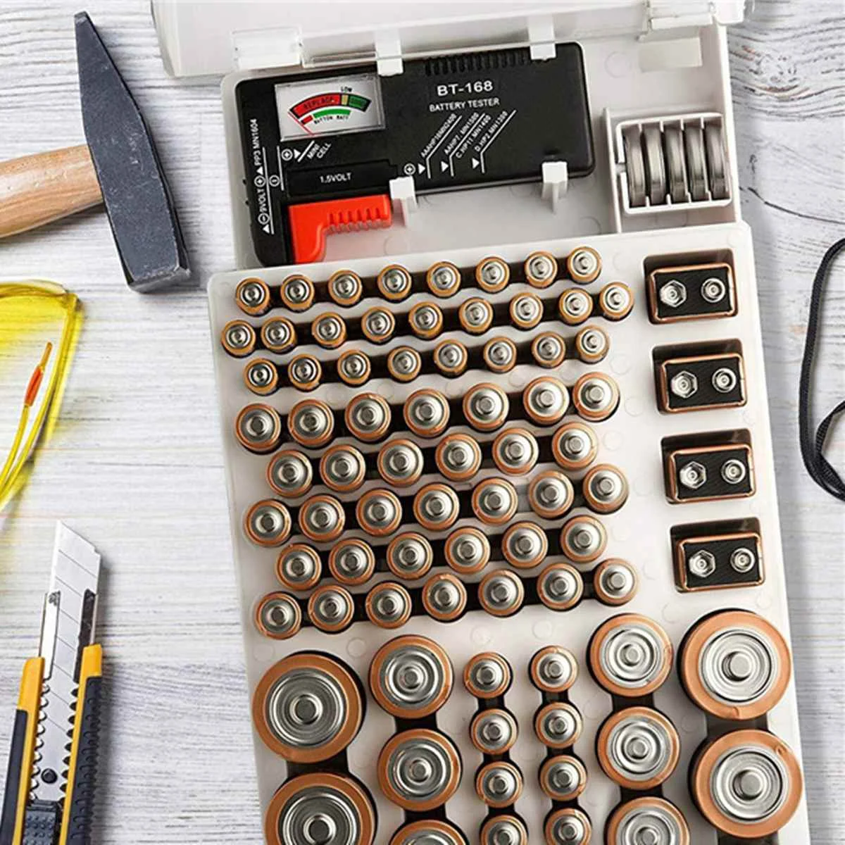 Прозрачный органайзер для измерения емкости аккумуляторов 9 В в| |