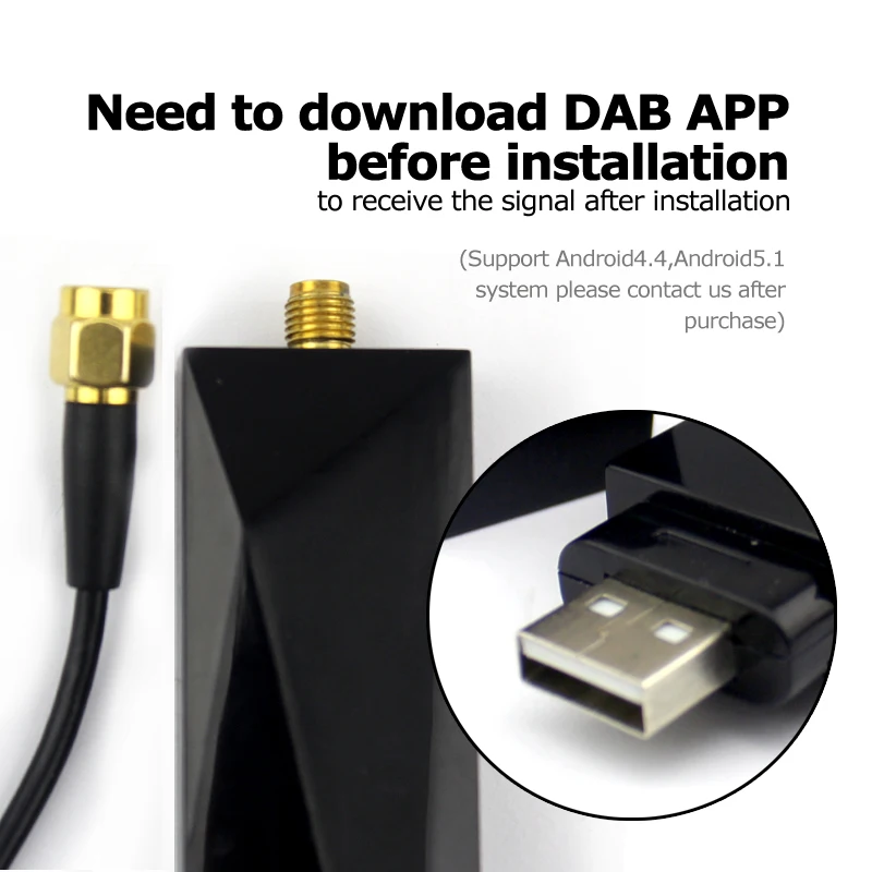 A-Sure Universal USB 2.0 Digital DAB+ Radio Tuner Receiver Antenna Aerial BOX for Android 6.0 5.1 /4.4 Car | Автомобили и