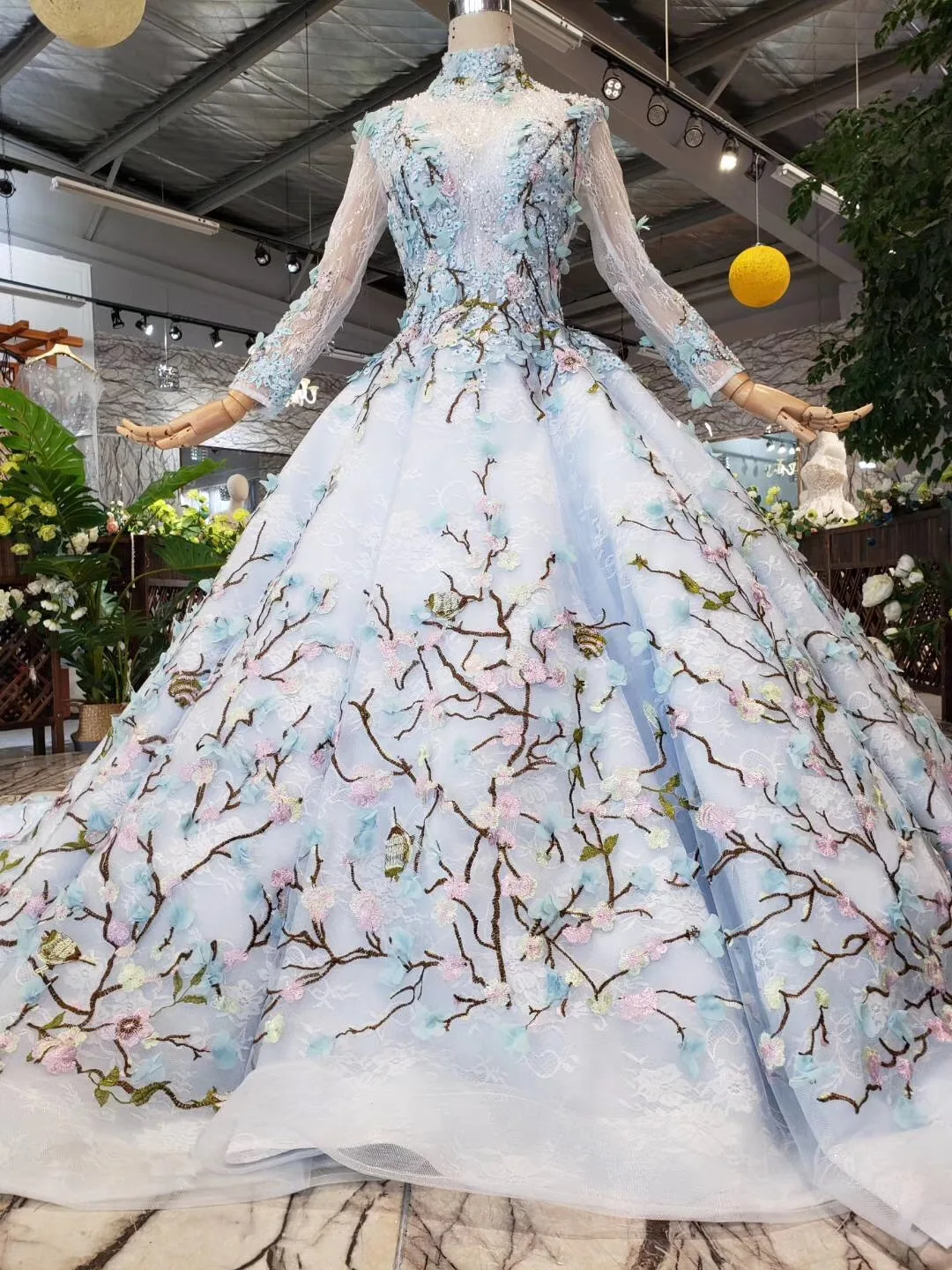 Платье из тюля с кристаллами для выпускного вечера 2019 длинное синее элегантное