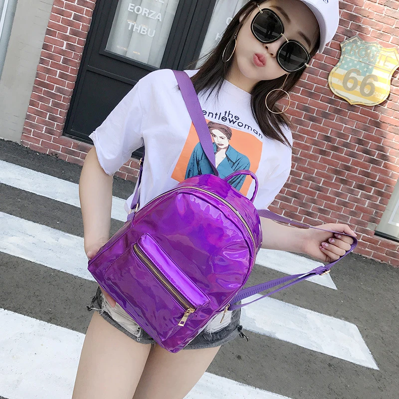 Горячий лазерный школьный рюкзак для девочек Сумка женская простая