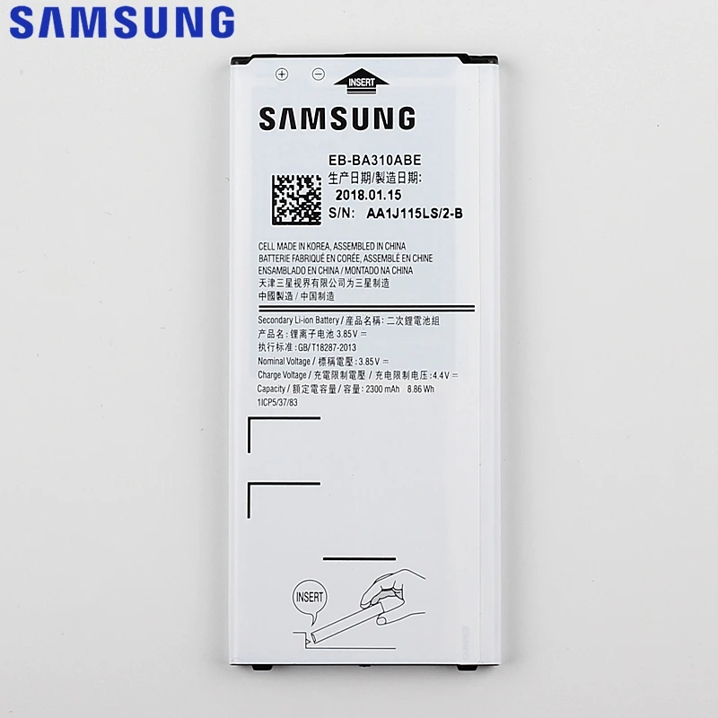 Сменный аккумулятор samsung для Galaxy A3 Edition A5310A A310 настоящий аккумулятор телефона EB-BA310ABE EB-BA310ABA
