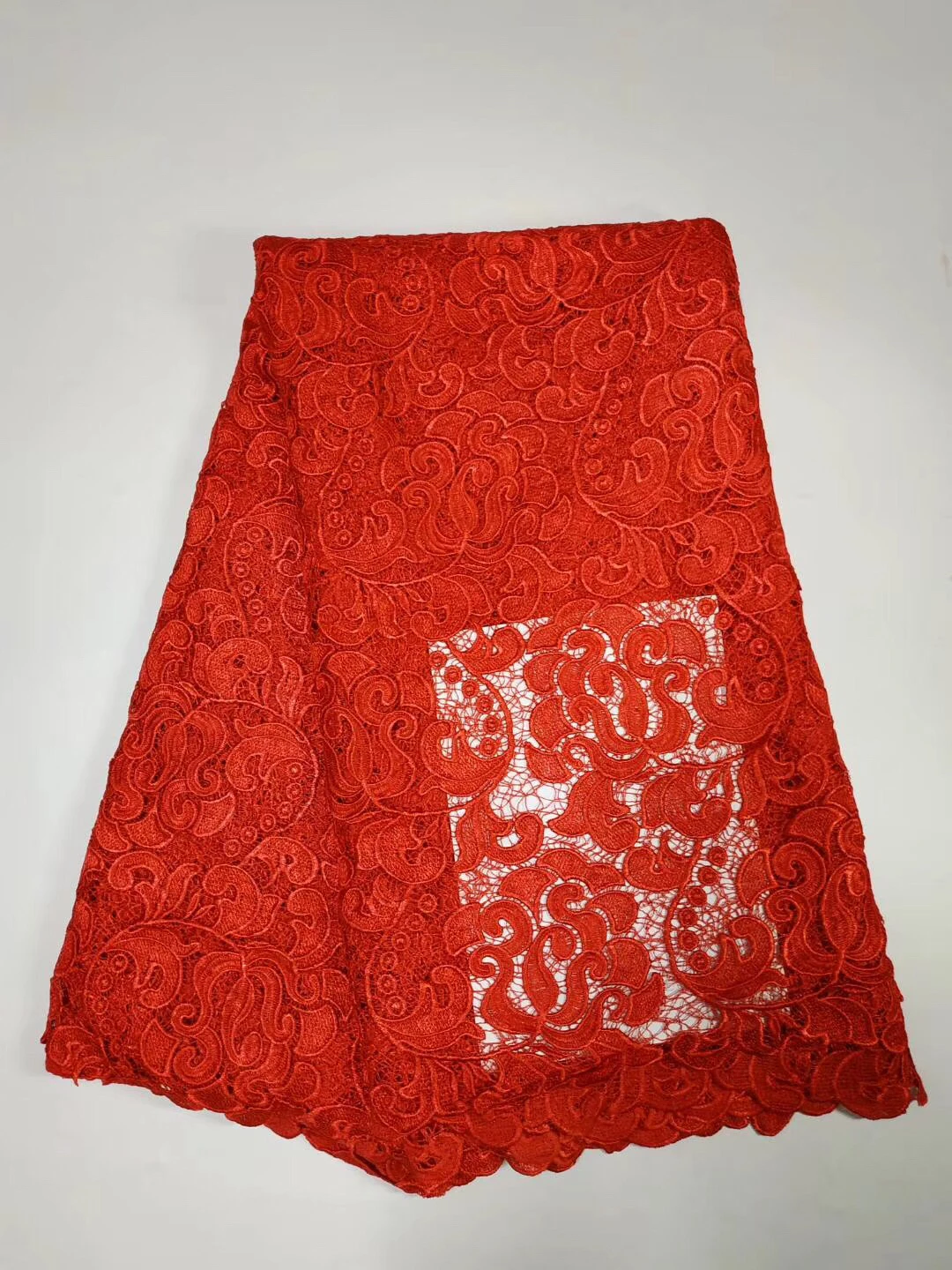 

Embroidered African Lace Fabric High Quality For Nigerian Wedding Dress,Water Soluble Lace With Guipure Cord Lace Fabric K-R924