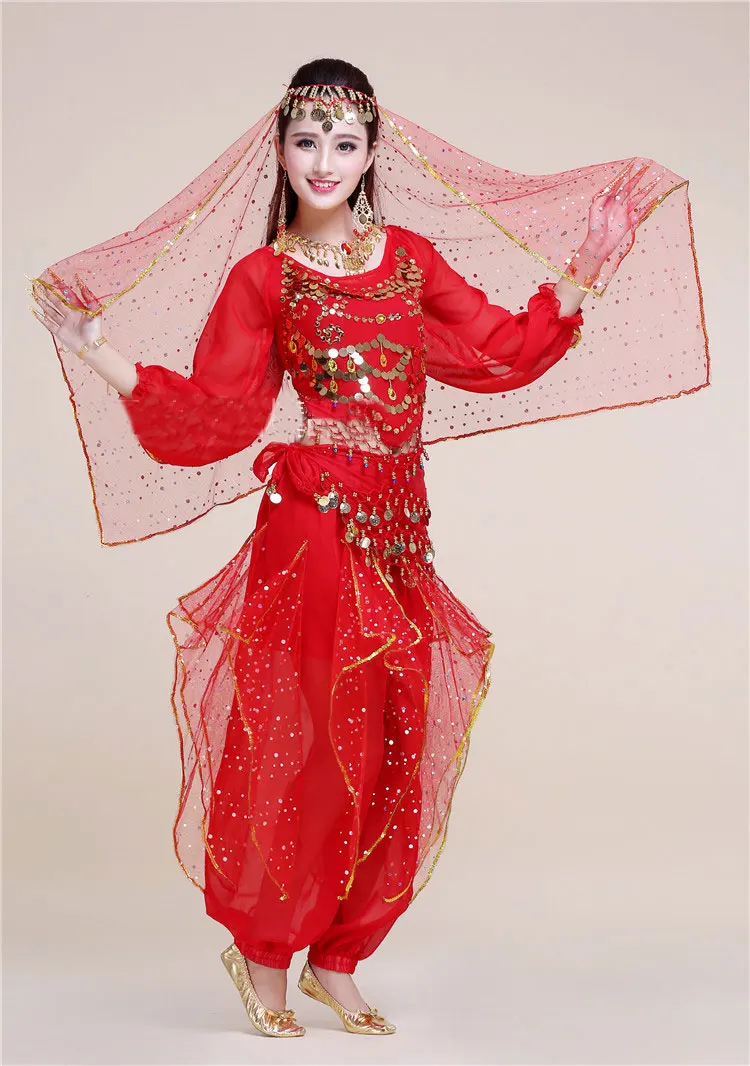 Комплект из 4 предметов для выступлений взрослых танца живота костюм Болливуда