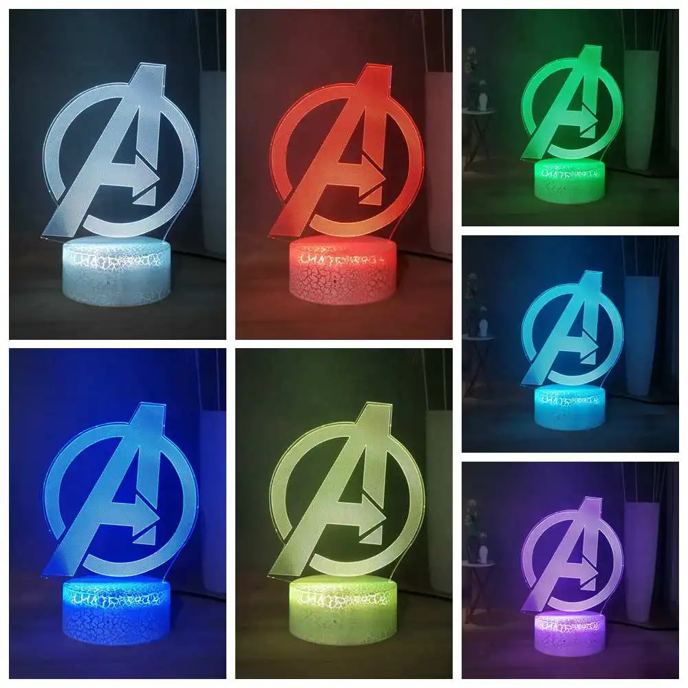 Marvel's The Avengers светодиодный ночник Marvel Фильм Мстители с логотипом USB Touch
