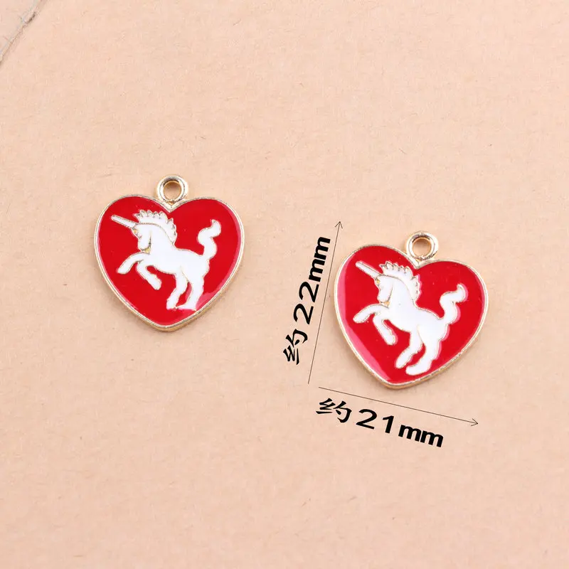 

50pcs 24*35mm diy jewelry accessories alloy enamel cartoon animal unicorn heart charms pendant for bracelet necklace CH0122