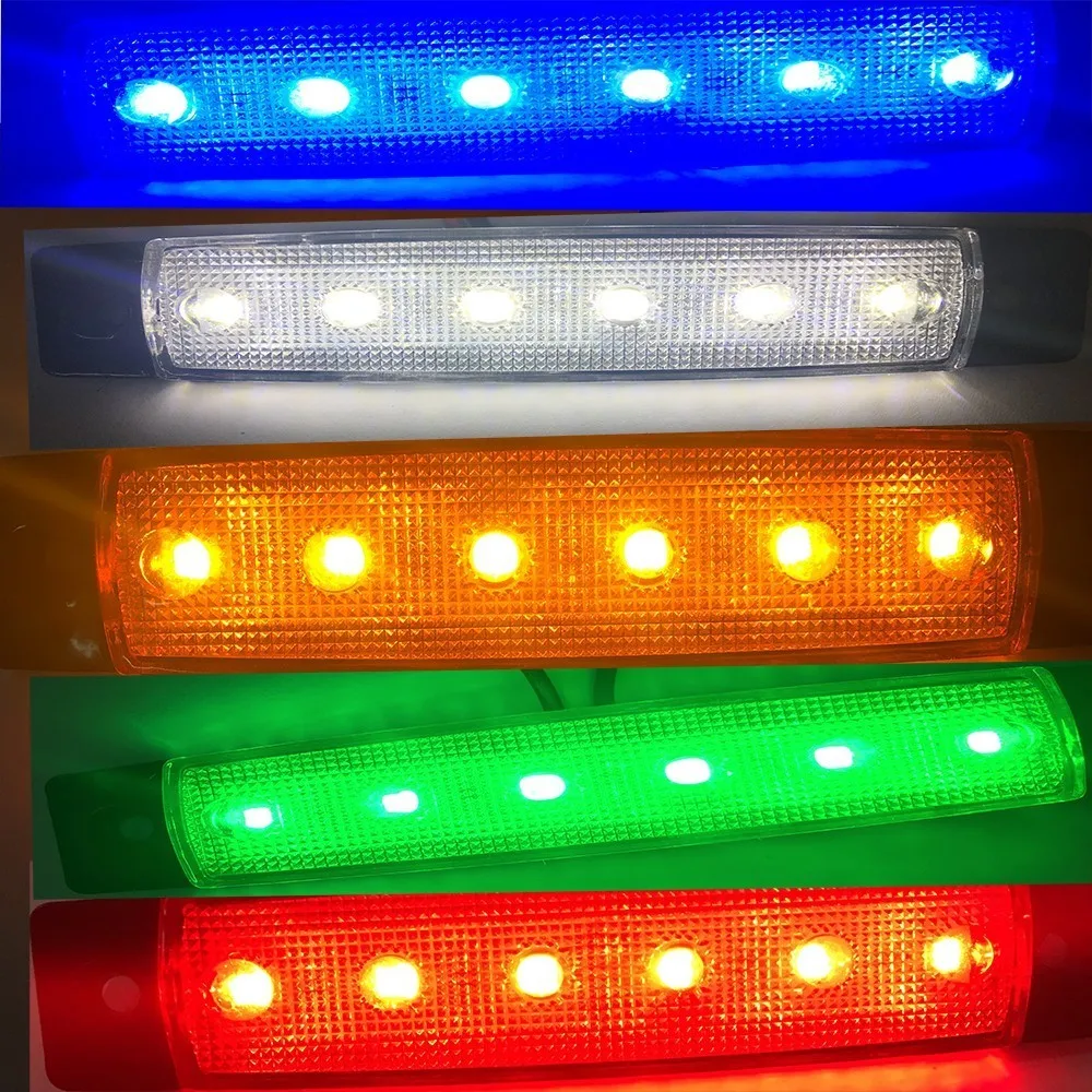 

10x 24v 6 LED Side Marker Indicators Lights Lamp For Car Truck Trailer Lorry Amber Red Blue White Green Clearence Bus