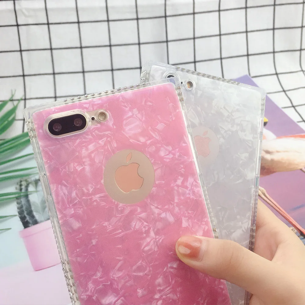 Чехол Coque для iphone 8plus 7 6 6S Plus X XS 5 5S SE раковины блестящая задняя крышка чехол 8