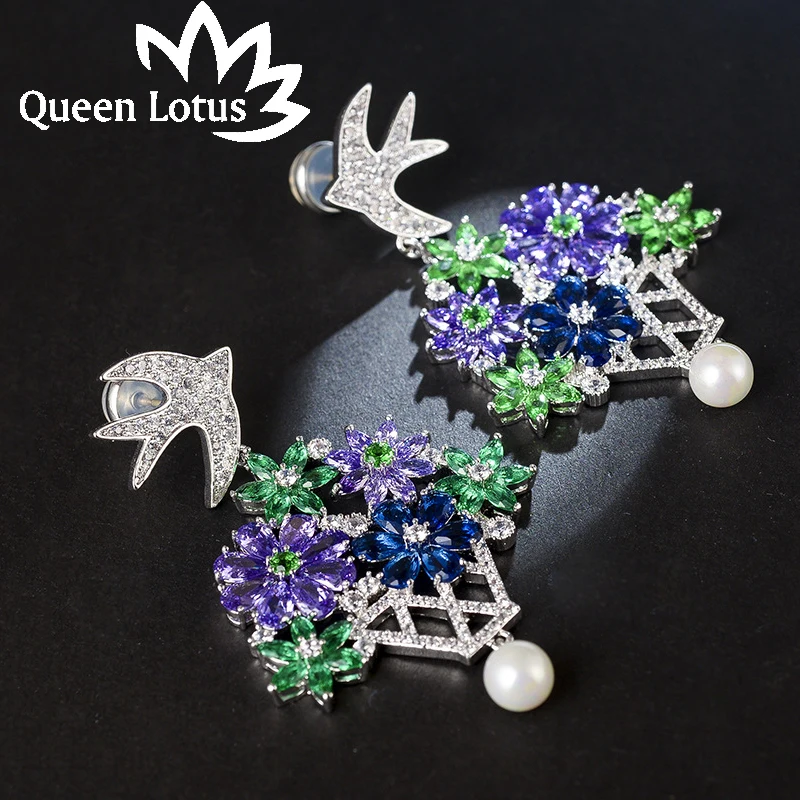 Корейские модные серьги Queen Lotus 2018 с кристаллами для женщин ювелирные изделия в