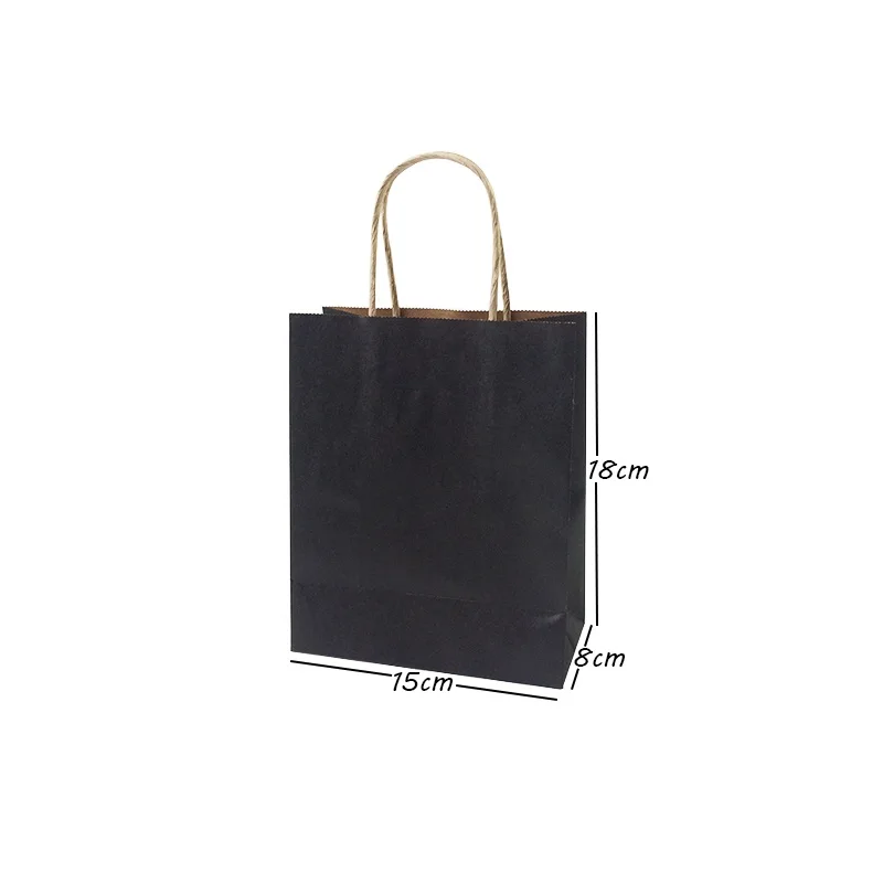 10 Pcs/lot Gift Bags With Handles function High-end Black Paper Versatile 6 Size Recyclable Environmental Protection Bag