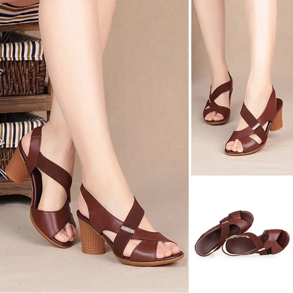 Модная обувь Женские повседневные сандалии с открытым носком на толстом