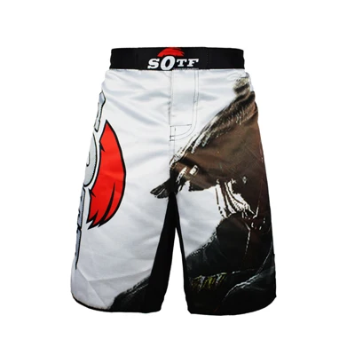 Новинка, шорты MMA с динозавром, для кикбоксинга, Figthing, короткие штаны для мужчин, Muay Thay, для боев, для бокса, для фитнеса, дышащие, быстросохнущие штаны - Цвет: Бежевый
