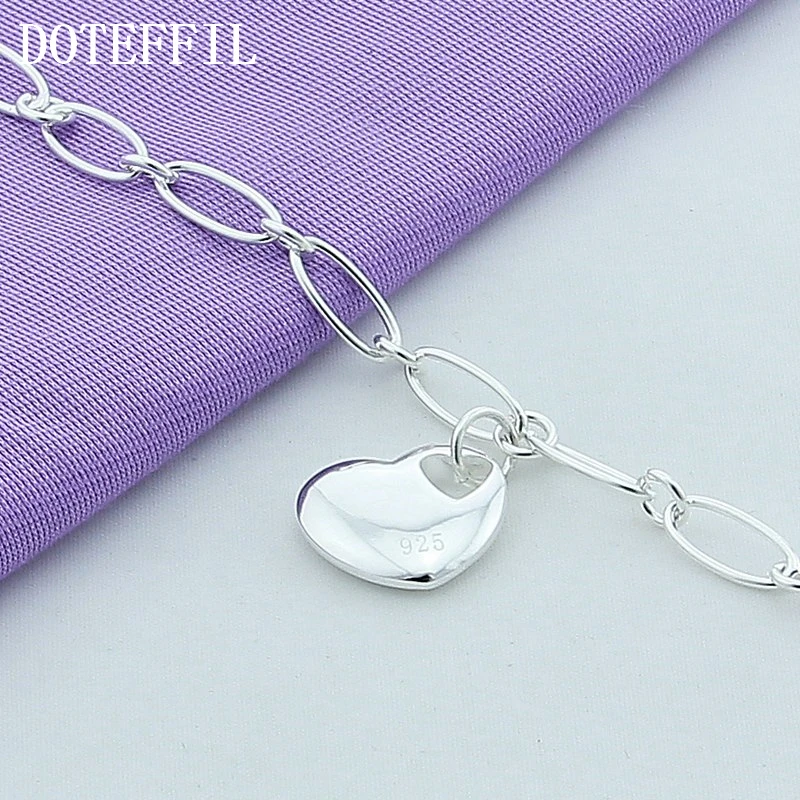 Женский браслет с подвеской в форме сердца DOTEFFIL из стерлингового серебра 925 пробы