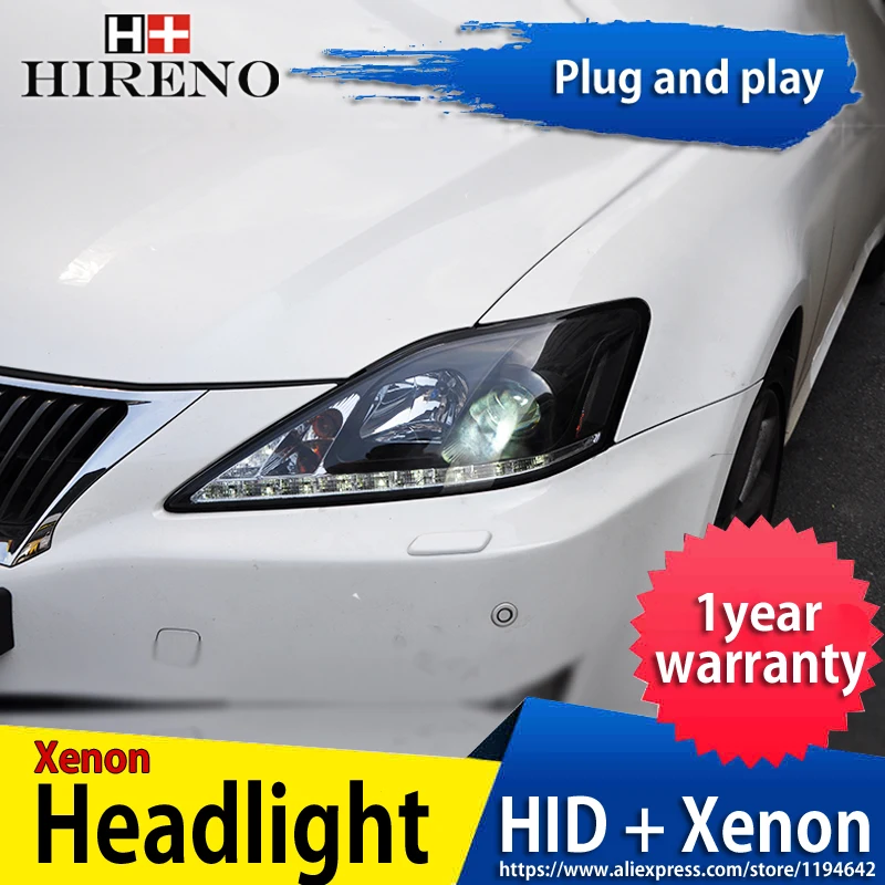 Hireno Headlamp for 1998-2005 Lexus IS250 Headlight Assembly LED DRL Angel Lens Double Beam HID Xenon 2pcs | Автомобили и
