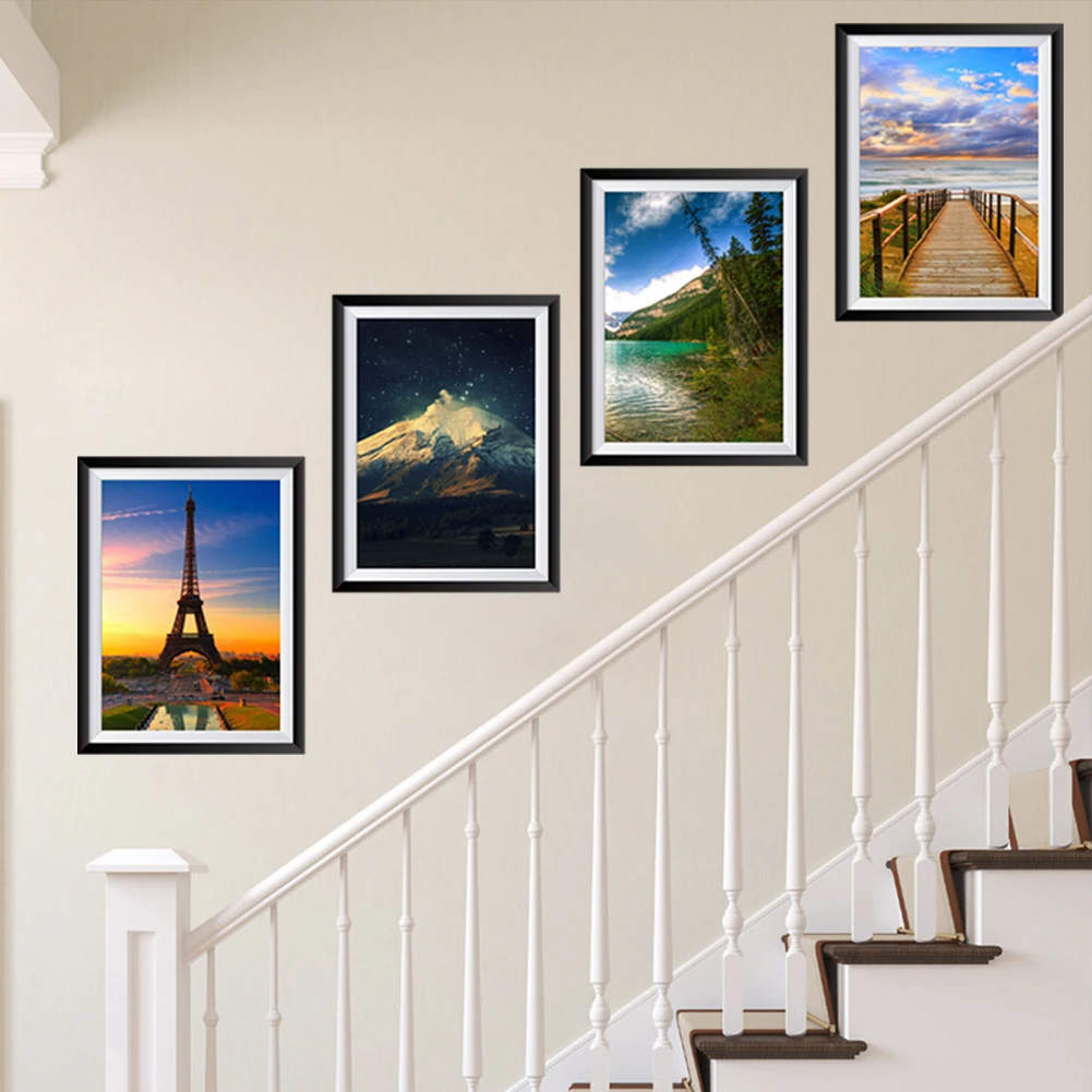 Париж башня лес пейзаж в четыре сезона вид 3D Наклейка на стену Зеленый Золотой