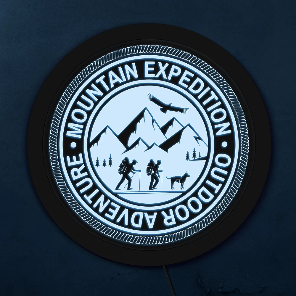 Outdoor Adventure Mountain Expedition Personalised LED Neon Sign Hiking Lighting Wall for Cool Light Climbers Gift | Дом и сад