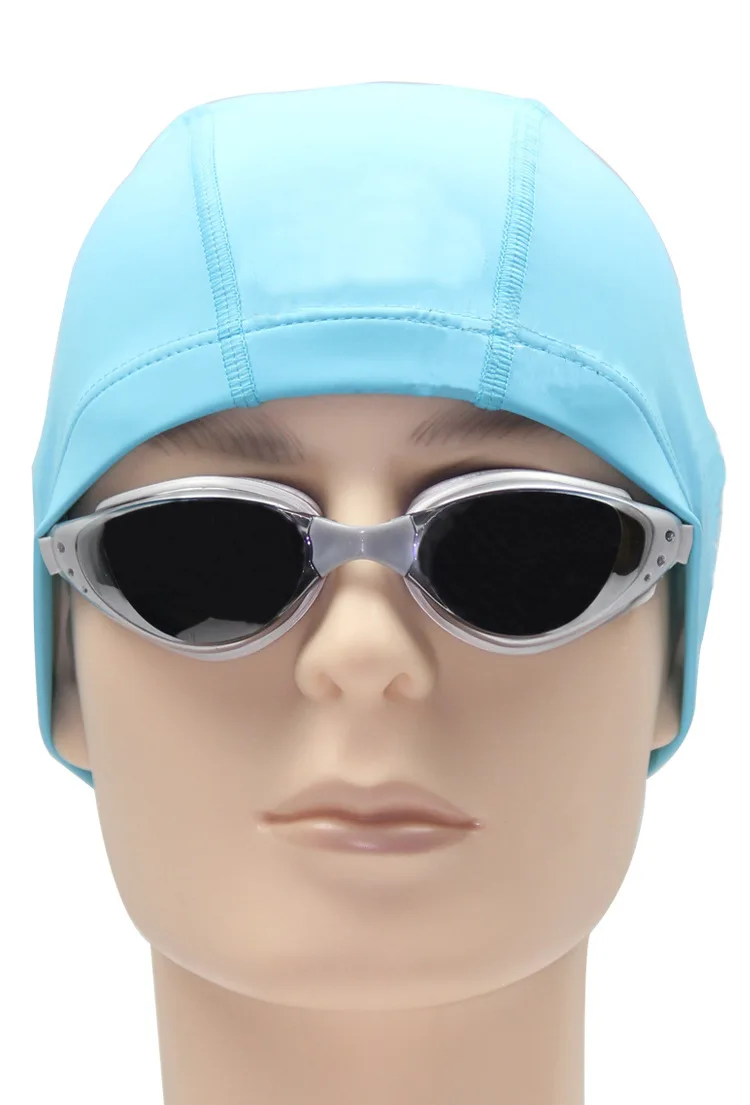 Без логотипа чистый цвет ПУ мужская и женская шапочка для плавания