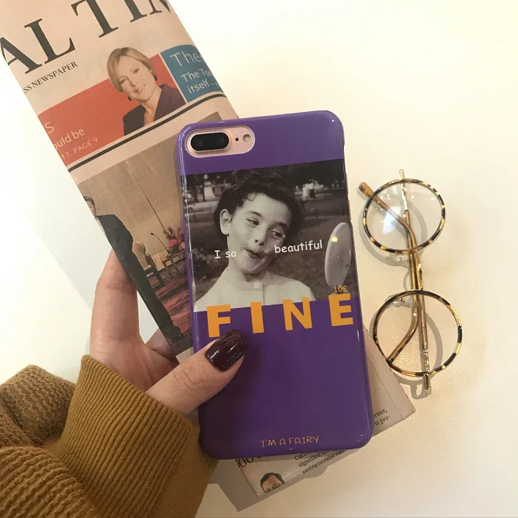 Модные милые чехлы для телефонов с изображением девушки iphone X 8 puls фиолетовая