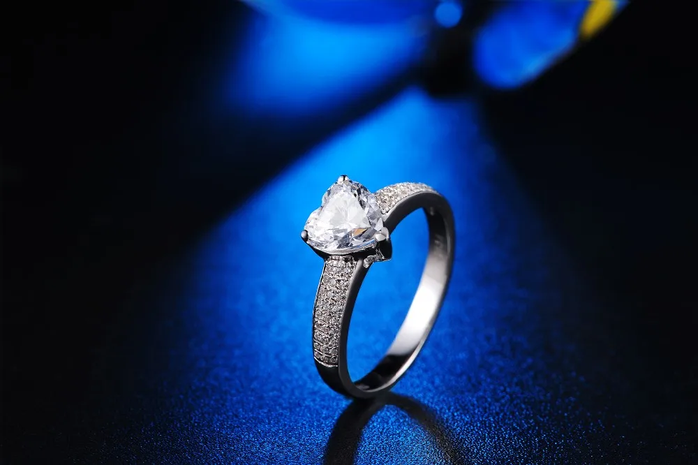 Ювелирные изделия в форме сердца 2 карата проложенное синтетическое кольцо с