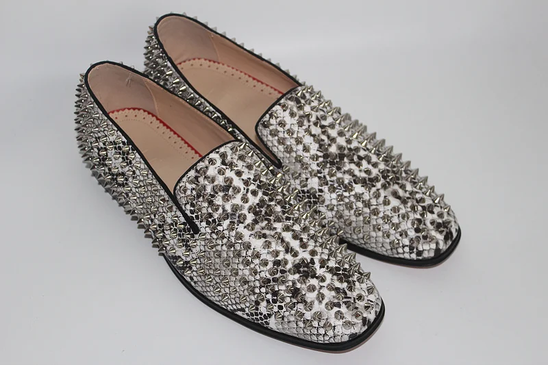 Серебряные Заклепки Повседневная Обувь Мужчины Натуральной Кожи Высокого