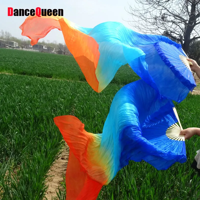 Сексуальные Фанаты для танца живота девушек 100% шелк вуаль женские красные желтые