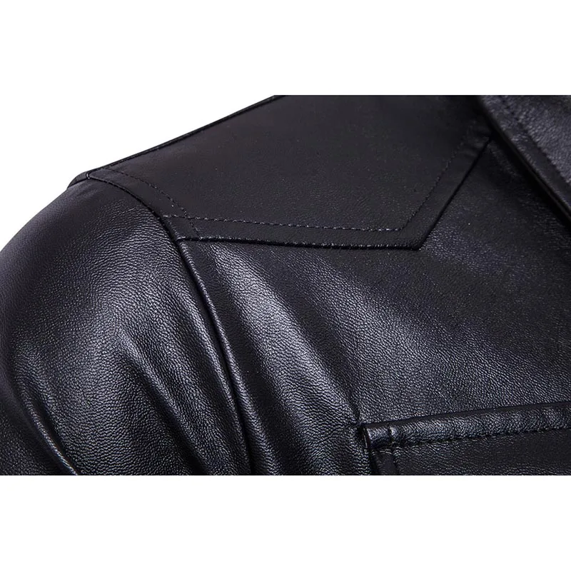 Schinteon мужская куртка из мягкой искусственной кожи с карманами черного размера