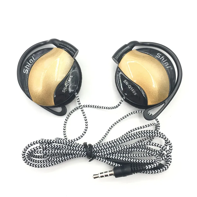 Gold Headphone Наушники с шумоподавлением, ушные крючки, музыкальная гарнитура, супер бас наушники с микрофоном для Xiaomi, Mp3 плеер, компьютер, смартфон - Цвет: Gold Headphone
