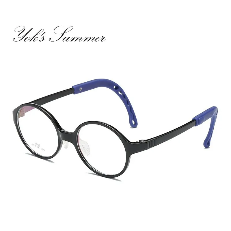 C1 Black Frame YOK'S Kids TR90, круглые очки, сверхлегкие, для детей, студентов, простая оправа для очков, детские розовые очки по рецепту, Oculos CN1161 - Цвет оправы: C1 Black Frame