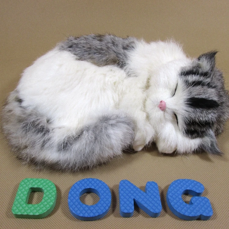 

Simulation light gray cat polyethylene&furs cat model funny gift about 27cmx18cmx10cm