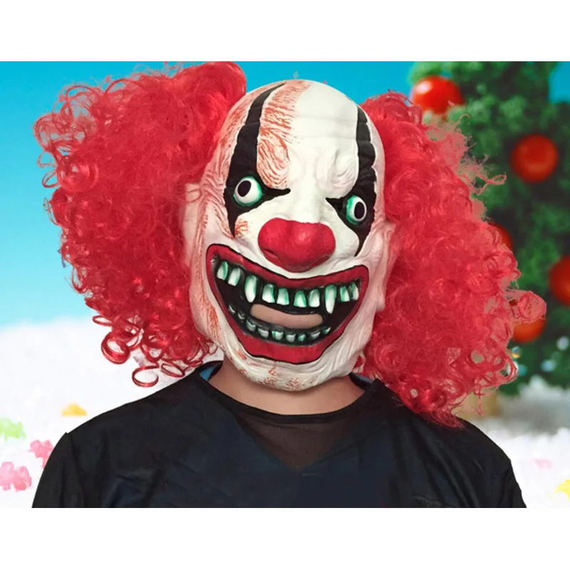 Ужасный страшный Клоун Маска для взрослых Для мужчин из латекса красного