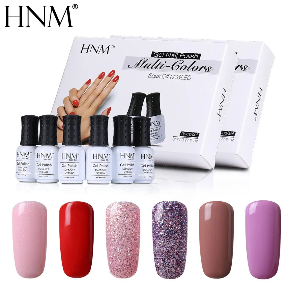 HNM 6 шт./компл. лак Lucky УФ гель для ногтей набор штамповки полуперманентный твердый