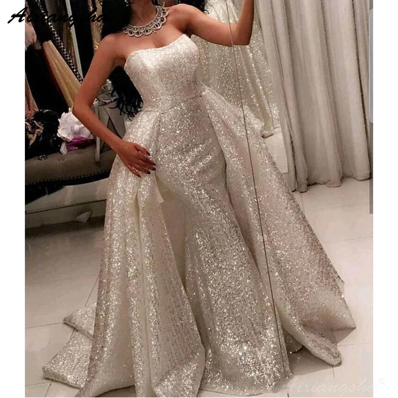 Сверкающие мусульманские Вечерние платья с блестками русалка вечерние платье