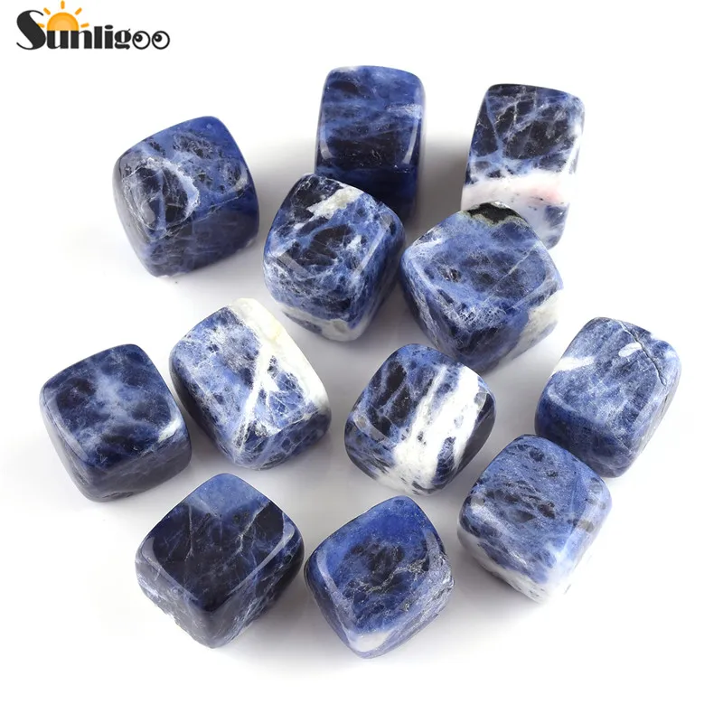 12pcs Sodalite Sunligoo 12 шт. набор натуральных драгоценных камней, Аметист/зеленый авантюрин Исцеление Кристалл Нерегулярные барабанные камень украшения дома - Цвет: 12pcs Sodalite
