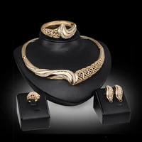 free shipping african costume jewelry sets gold color women wedding bridal accessories necklace earrings bangle ring set