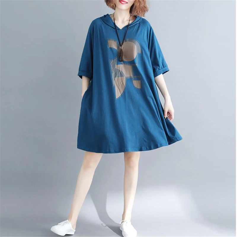 2020 летнее Модное Новое Платье женское с капюшоном плюс размер черные женские платья коротким рукавом