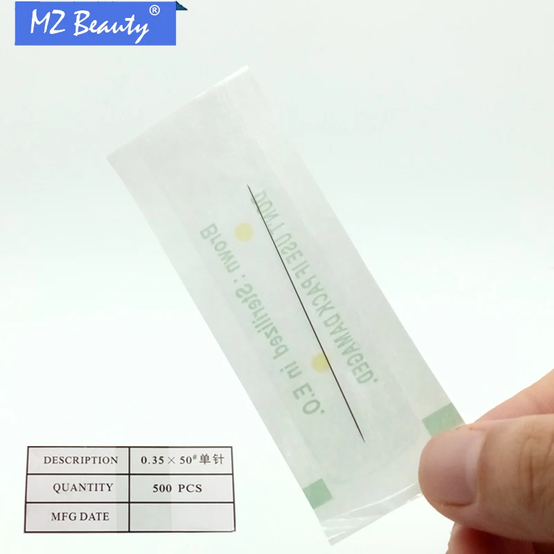 500pcs1RL одноразовые иглы для татуажа бровей 0,35x50 мм R1 иглы для перманентного макияжа машины одиночные иглы