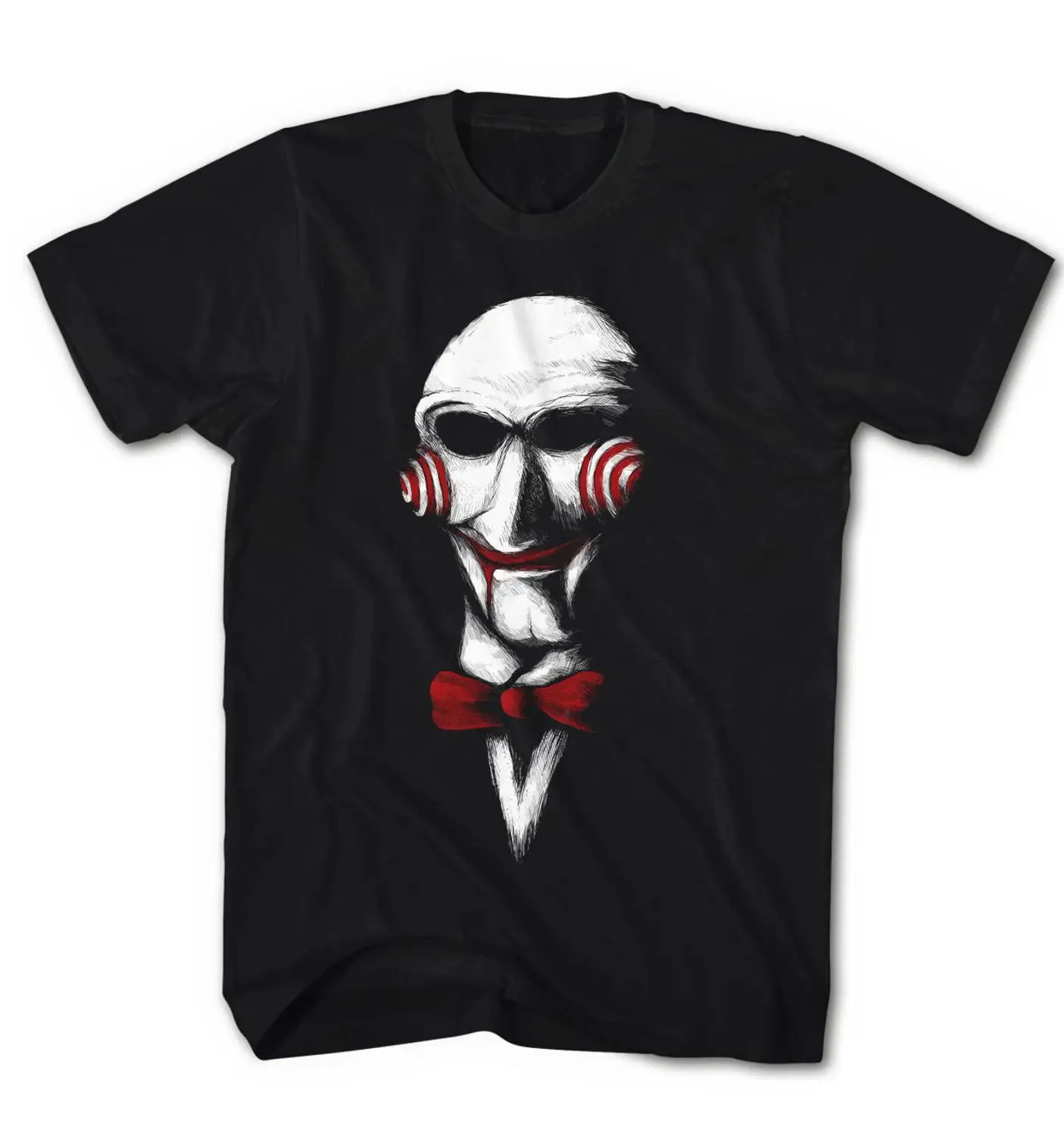 Черный Футболка Herren Jigsaw Puppe Spiel Horror фильм Saw Neu новая брендовая дешевая распродажа хлопок Забавные Рубашки - Цвет: Черный
