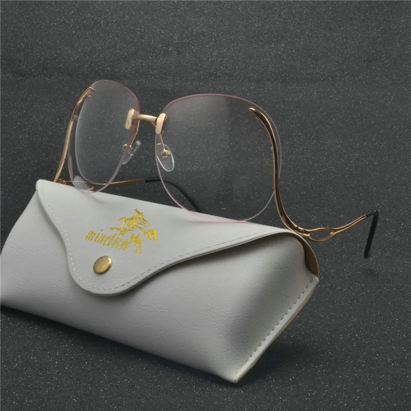 Женские солнцезащитные очки без оправы с бабочкой Модные прозрачные брендовые