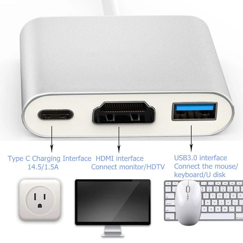 Ранкман Тип C USB C к HDMI 4 к тип-c USB-C USB 3,0 конвертер концентратор адаптер для Macbook Chromebook samsung S8 9 10 huawei P20 30