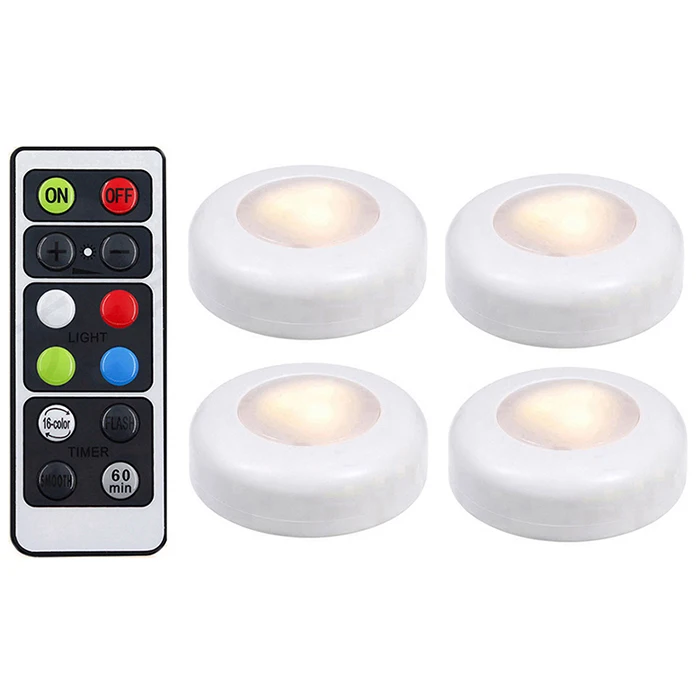 4 lamp 1 controller RGB 16 цветов 3 режима светодиодный светильник для шкафа беспроводной затемняемый сенсорный датчик под шкаф светильник светодиодный шайба светильник шкаф ночной Светильник s - Цвет: 4 lamp 1 controller
