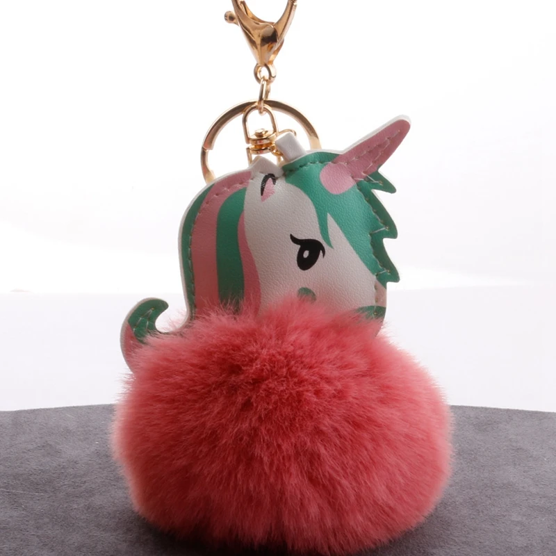 Kawaii единорог плюшевые животные пушистый мех Pom мультфильм аниме Единорог игрушка чучела плюшевые животные брелок с подвеской для сумки Рождественский подарок