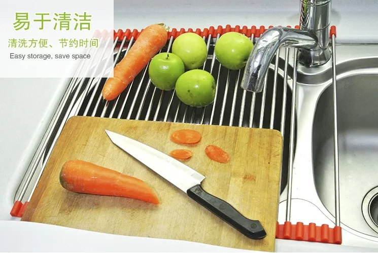 Складная полка для раковины из нержавеющей стали посуды капельного хранения