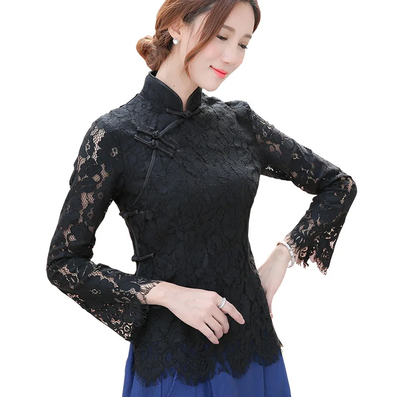 Женская блузка кружевная с длинным рукавом|blouses for women|lace blousesexy blouse |