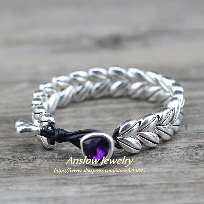 Anslow/брендовые винтажные модные ювелирные изделия хрустальные стразы кожаный